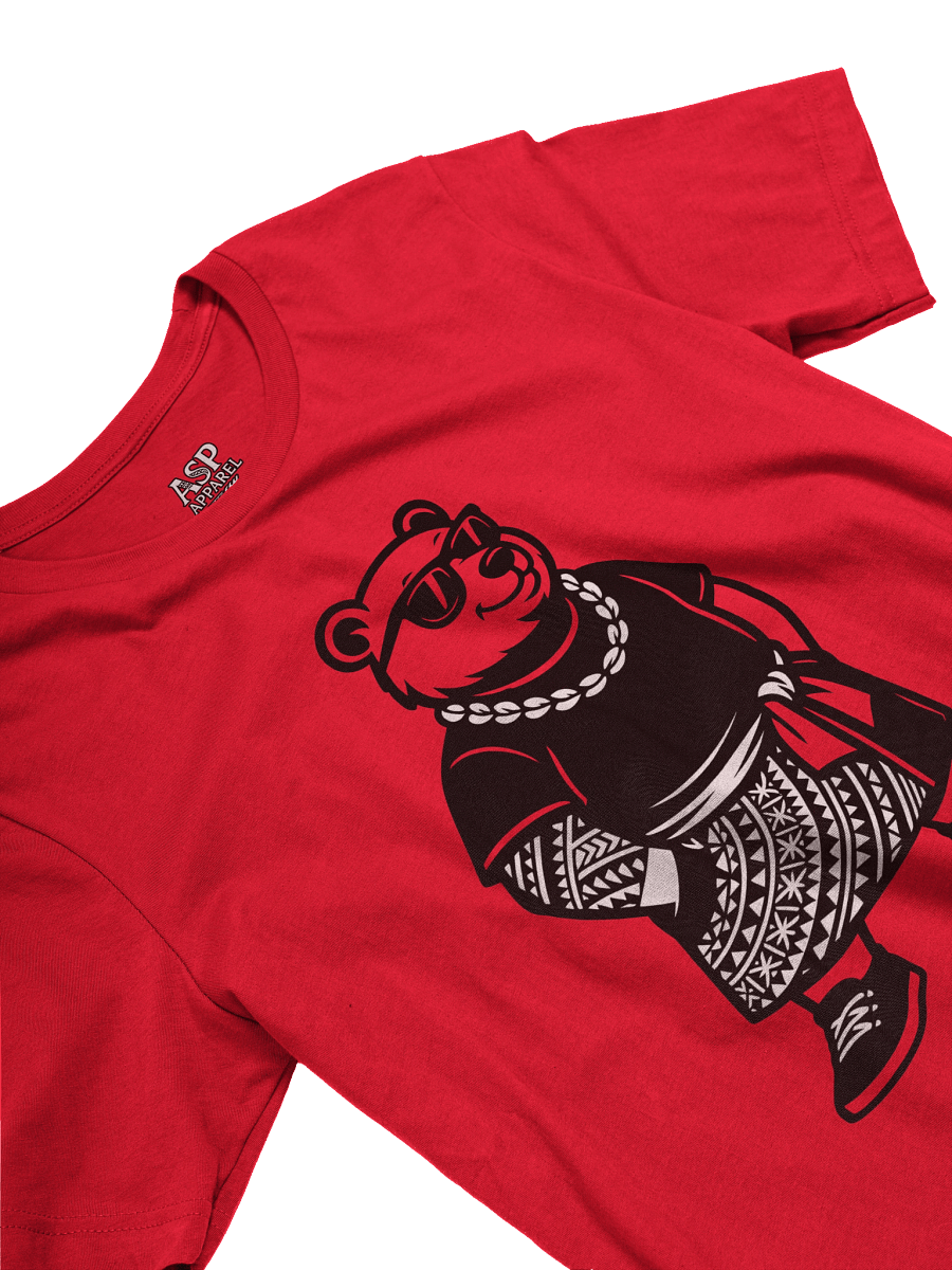 Urban Island Bear Tee – Samoan Streetwear T-Shirt with Tribal Lavalava Design | ASP Apparel product image (3)
