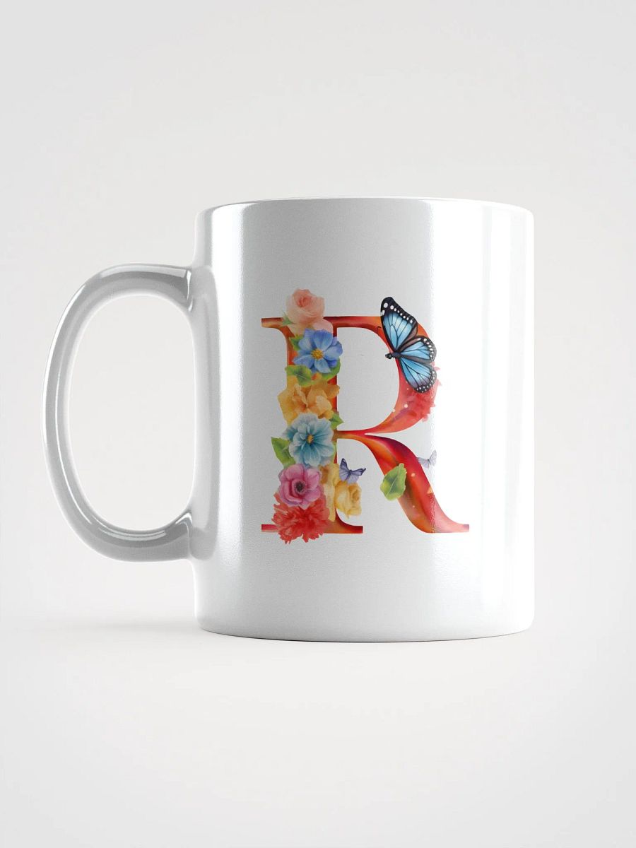 Letter R Monogram Floral Fantasy White Glossy Mug product image (16)
