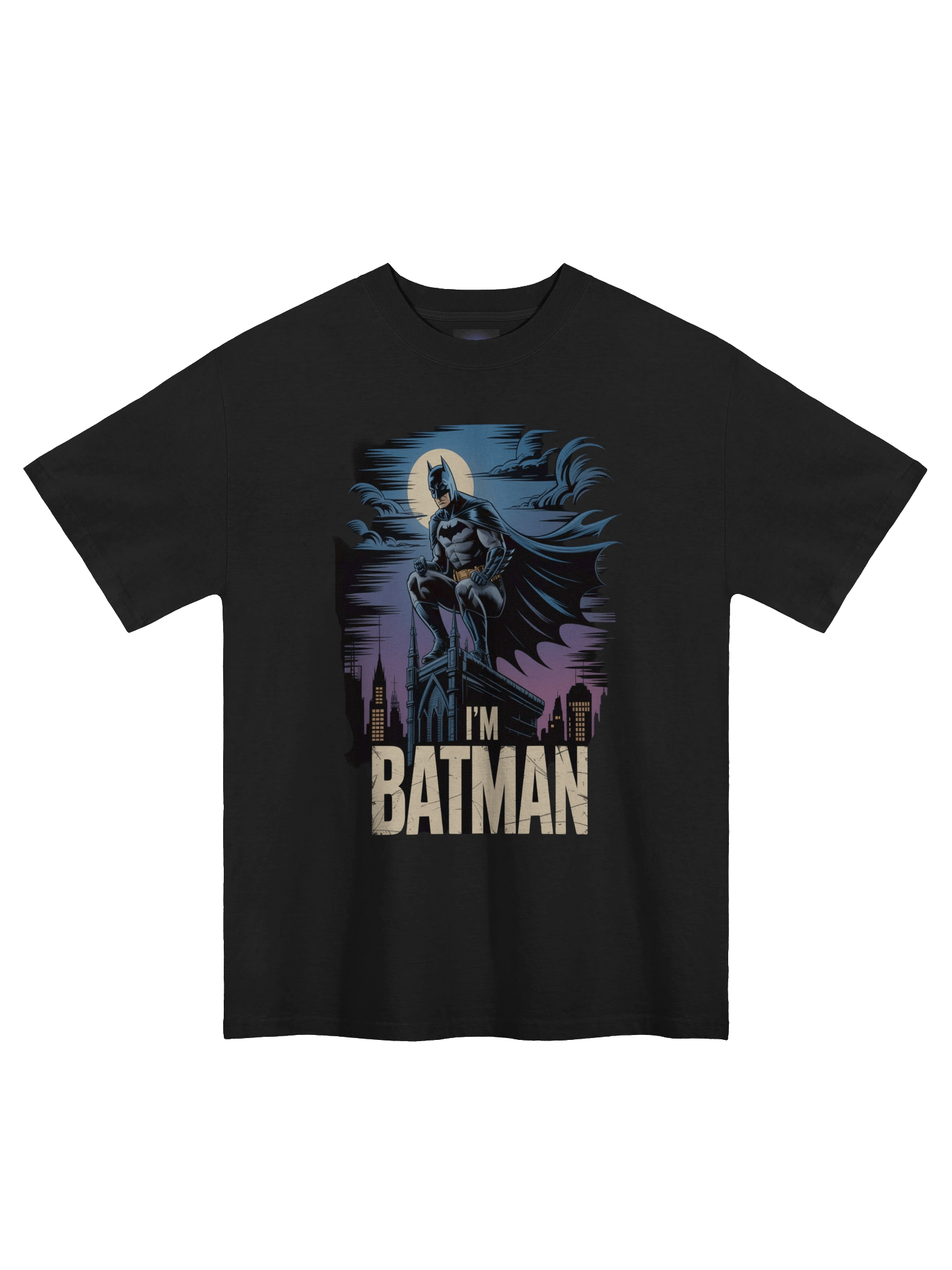 Nocturnal Perch: I'm Batman Oversized Faded T-Shirt product image (3)