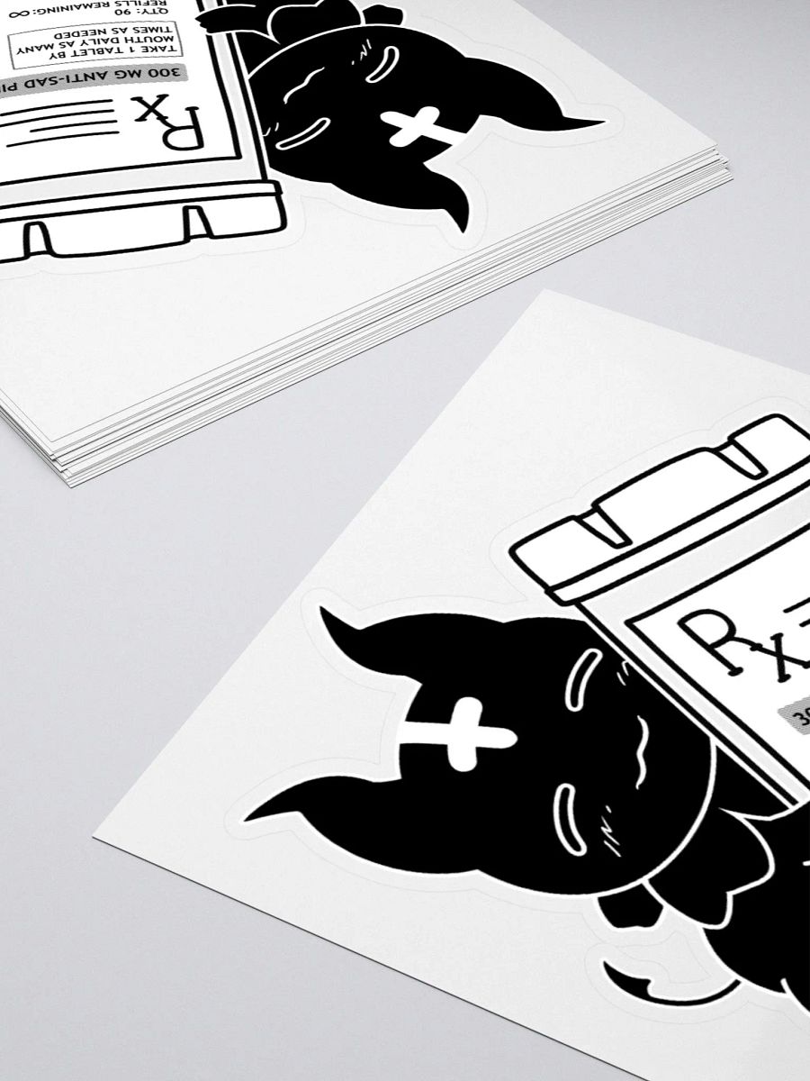 Greeble Anti-Sad Pills Kiss-Cut Sticker (Greyscale) product image (10)
