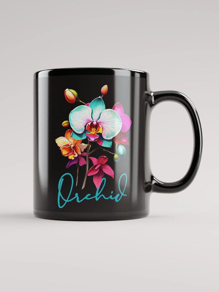 Floral Graphic | Black Coffee Mug | Orchid product image (2)