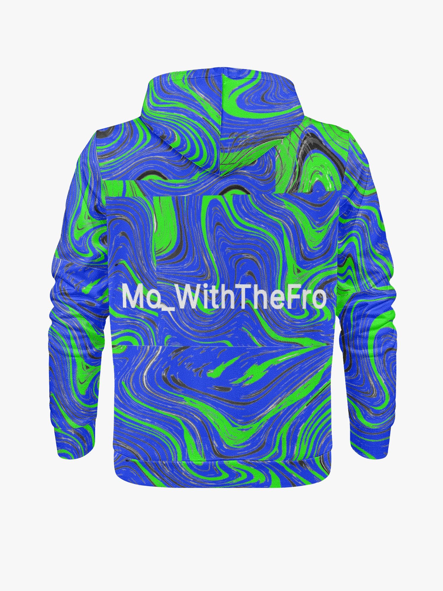 Blue and green swirl Mo_WithTheFro synthetic hoodie product image (2)