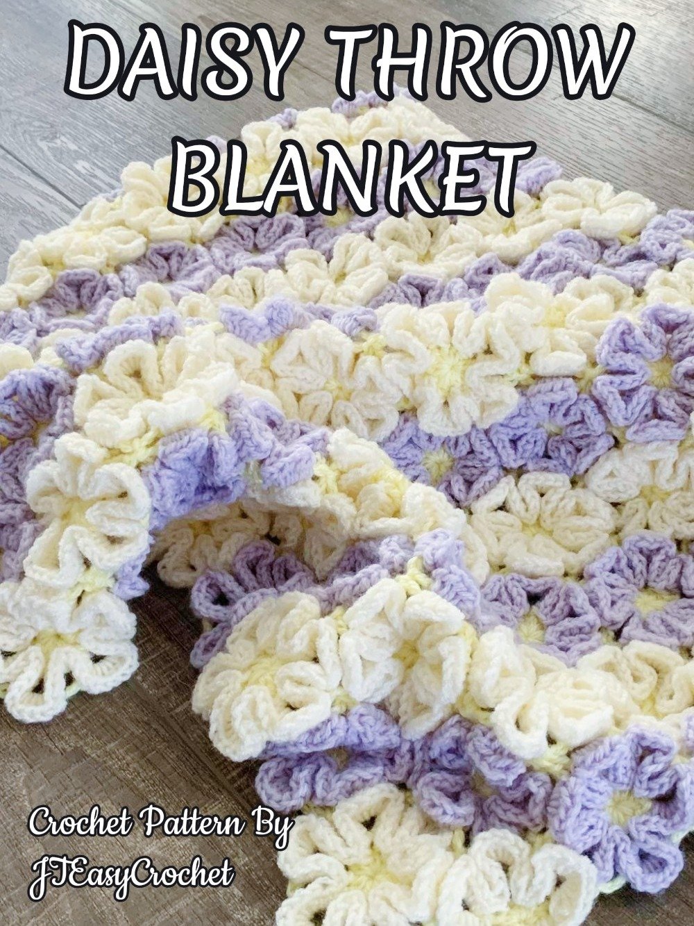 Daisy Flower Crochet Blanket Pattern, Boho Floral Throw Blanket, Crochet Rug product image (2)