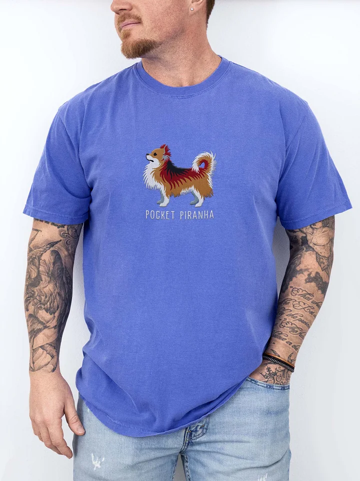 Pocket Piranha T-Shirt(Embroidered) of a Longhaired Chihuahua(Sable) product image (2)