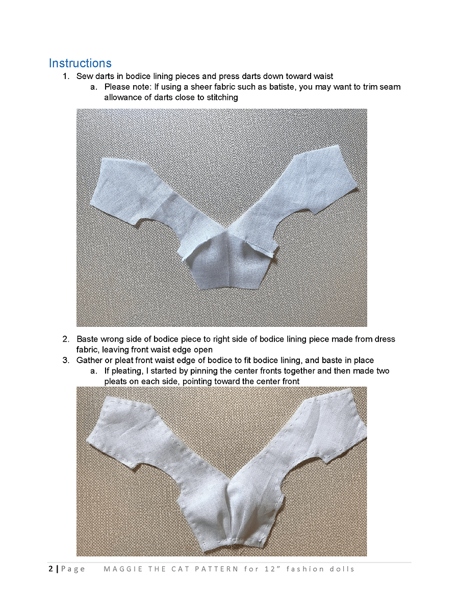 Maggie the Cat sewing pattern for 12" fashion dolls product image (3)