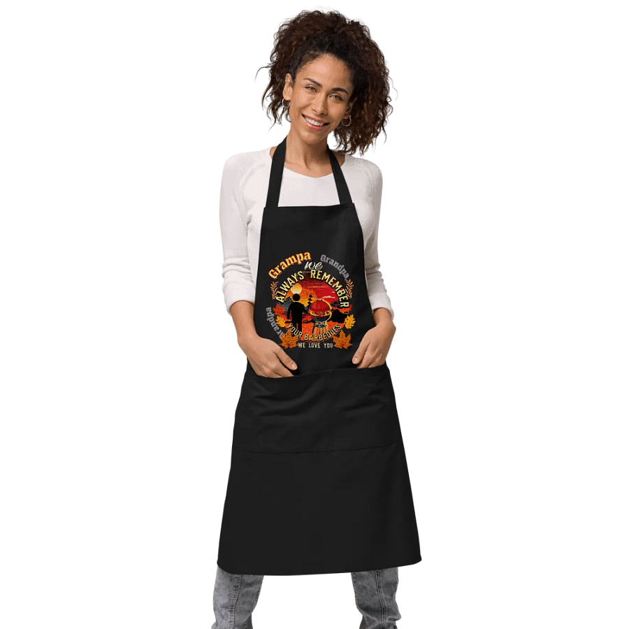 Apron matching T shirt grandad depicting ‘Grampa we always remember your BBQ’.  Perfect gift from grandchildren product image (8)