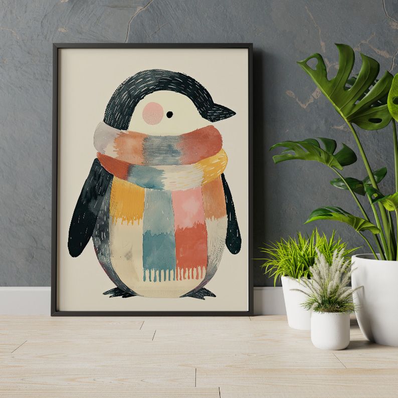 Cute Watercolor Penguin Illustration Nursery Art Print product image (10)