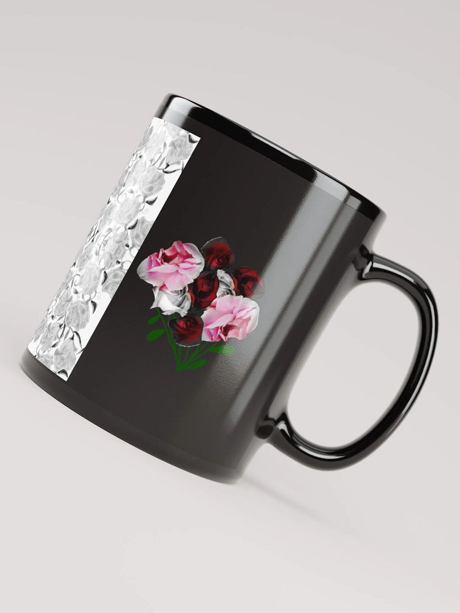 Gray Roses Rose Bouquet Black Coffee Mug product image (8)