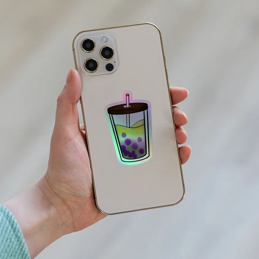 Boba Tea Non-binary Pride Holographic Sticker Sheet product image (3)