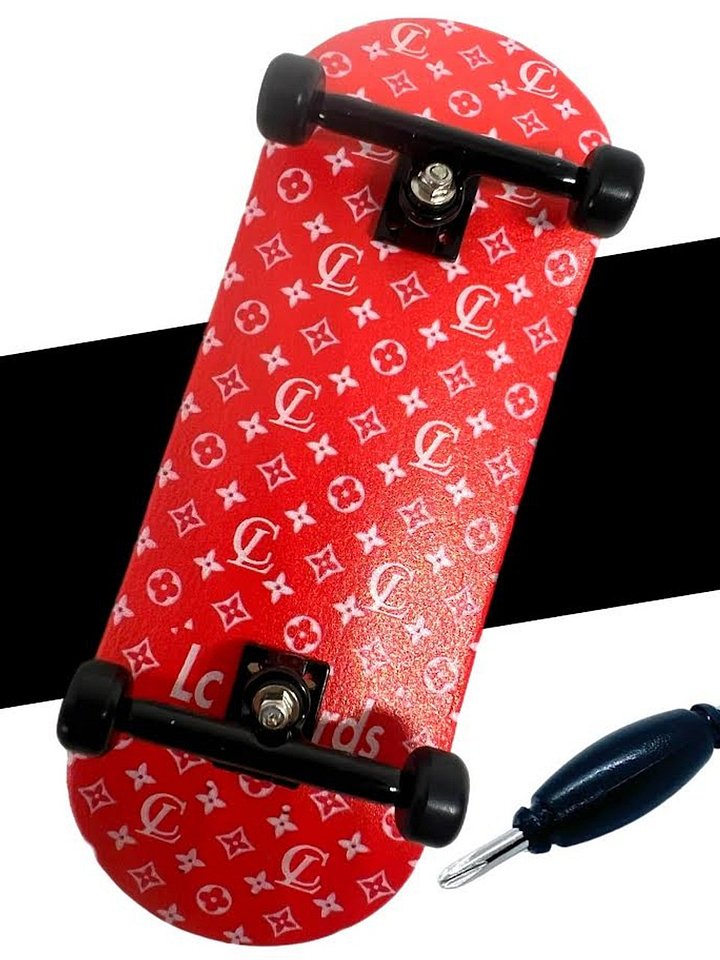 LC BOARDS FINGERBOARD 98X34 COMPLETE RED LV GRAPHIC WITH FOAM GRIP TAPE product image (2)