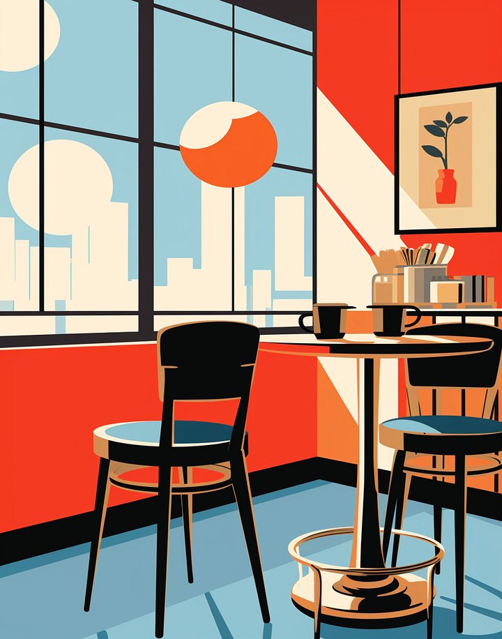 Retro Cafe Corner Framed Matte Wall Art Canvas product image (1)