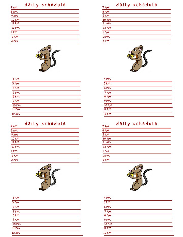 Rat Eating a Banana Daily Schedule Printable Page-4 to a Sheet product image (2)