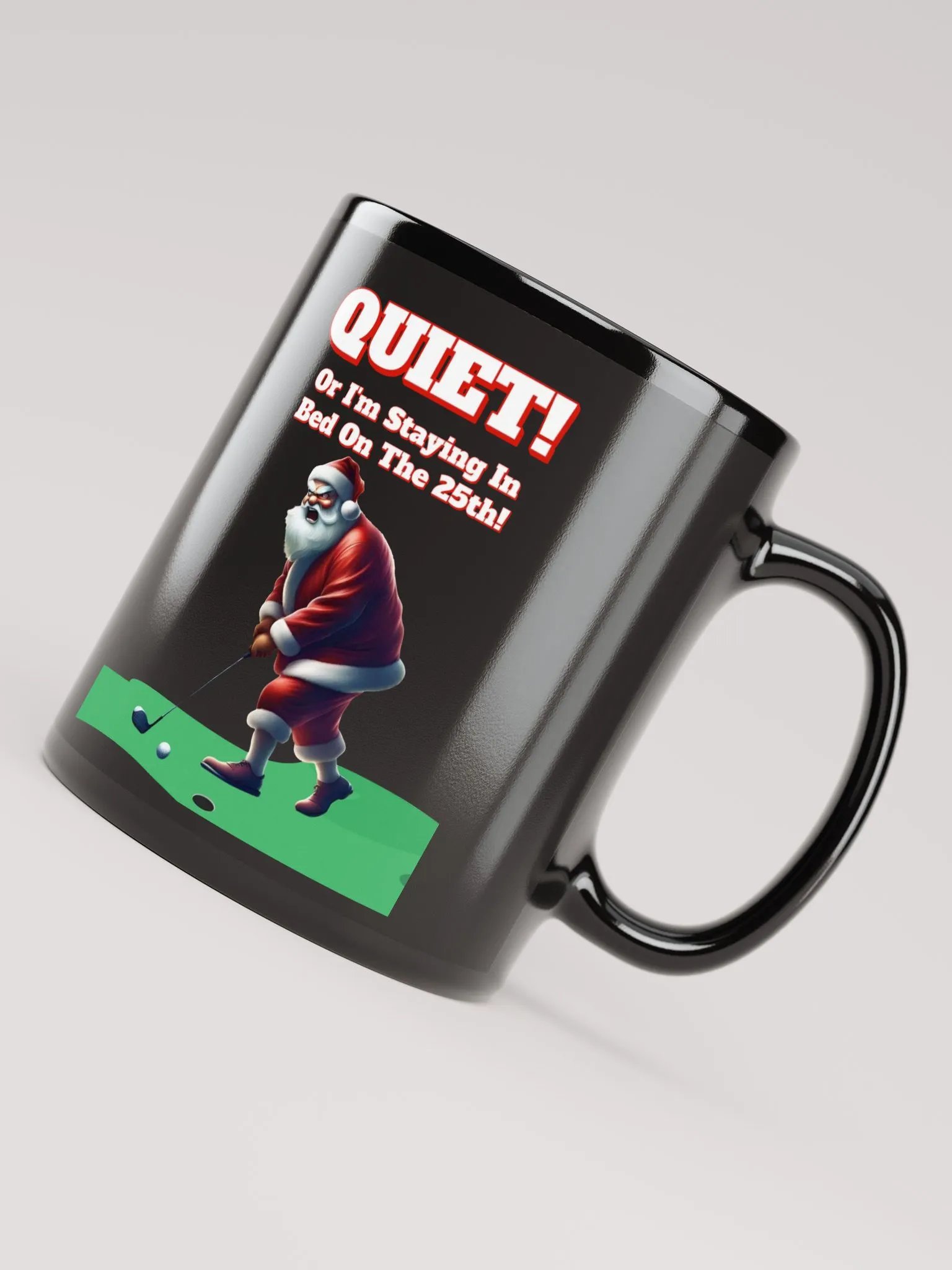 Quiet - Santa Claus Golfing Black Mug product image (7)