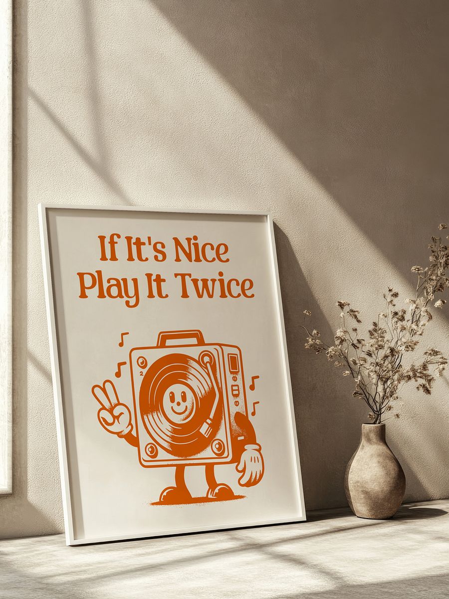 If It's Nice Play It Twice Vinyl Player Mascot Retro Art Print product image (11)