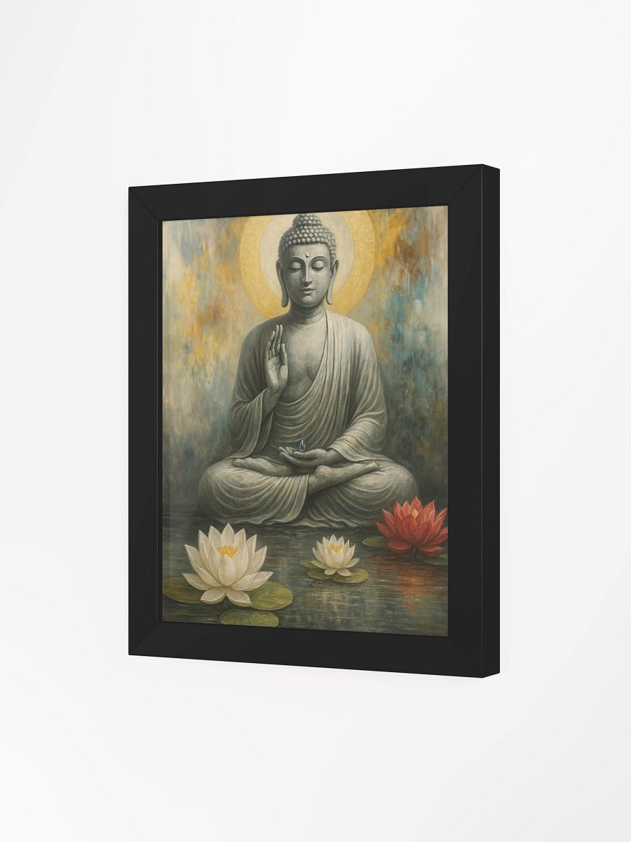 Framed Buddha Poster for Nichiren Buddhism | Peaceful Meditation Art with Lotus Flowers | Inspires Faith, Strength & Clarity product image (3)