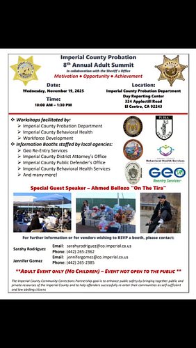 Tomorrow, we’re honored to participate in the 8th Adult Summit for Imperial County Probation—a powerful space for growth, con...