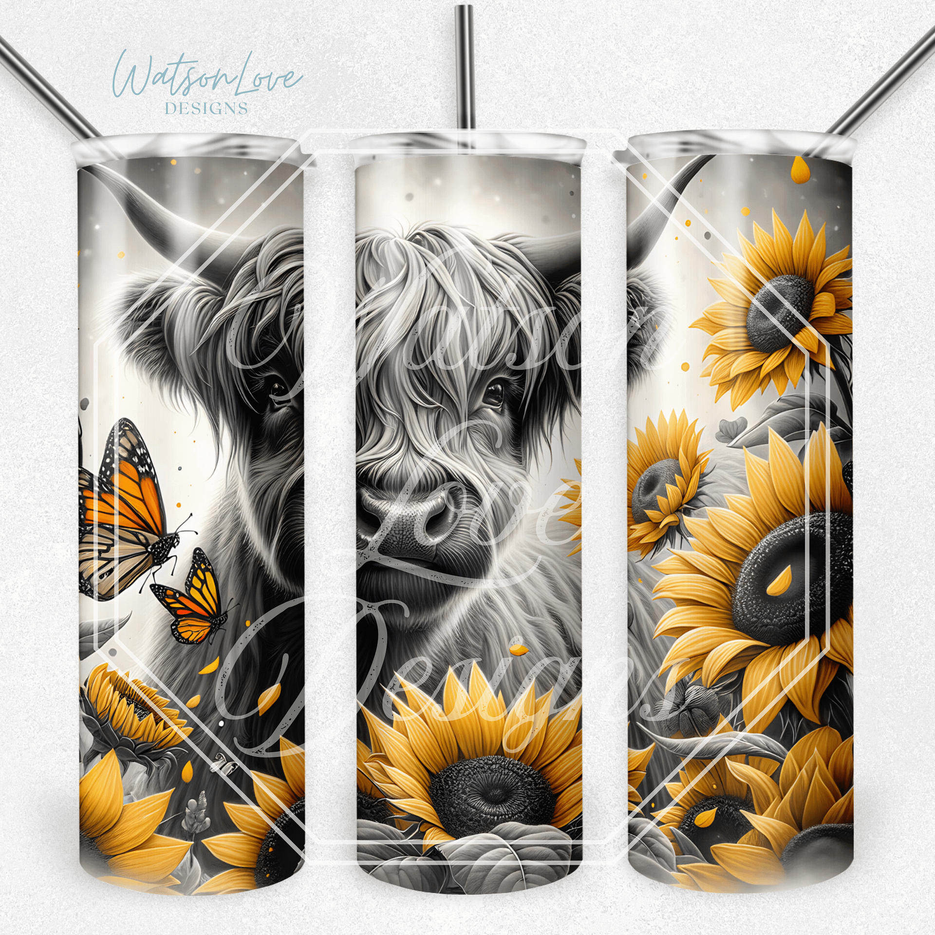 Highlander Cow 20 oz Skinny Tumbler Sublimation Design Digital Download PNG Instant DIGITAL ONLY, Highland Cow Tumbler Wrap product image (1)