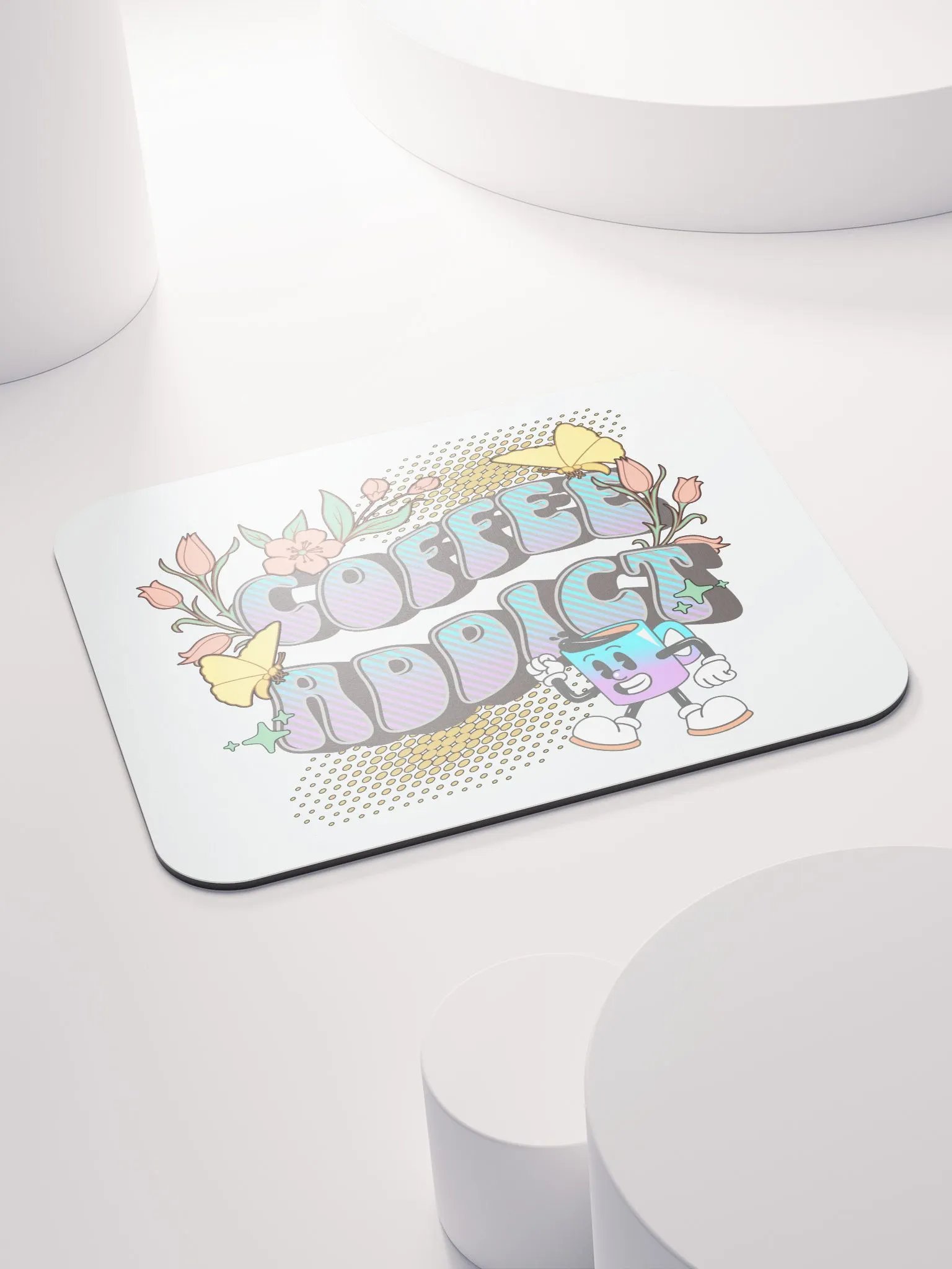 Coffee Addict Mascot Mug Whimsical Mouse Pad product image (4)