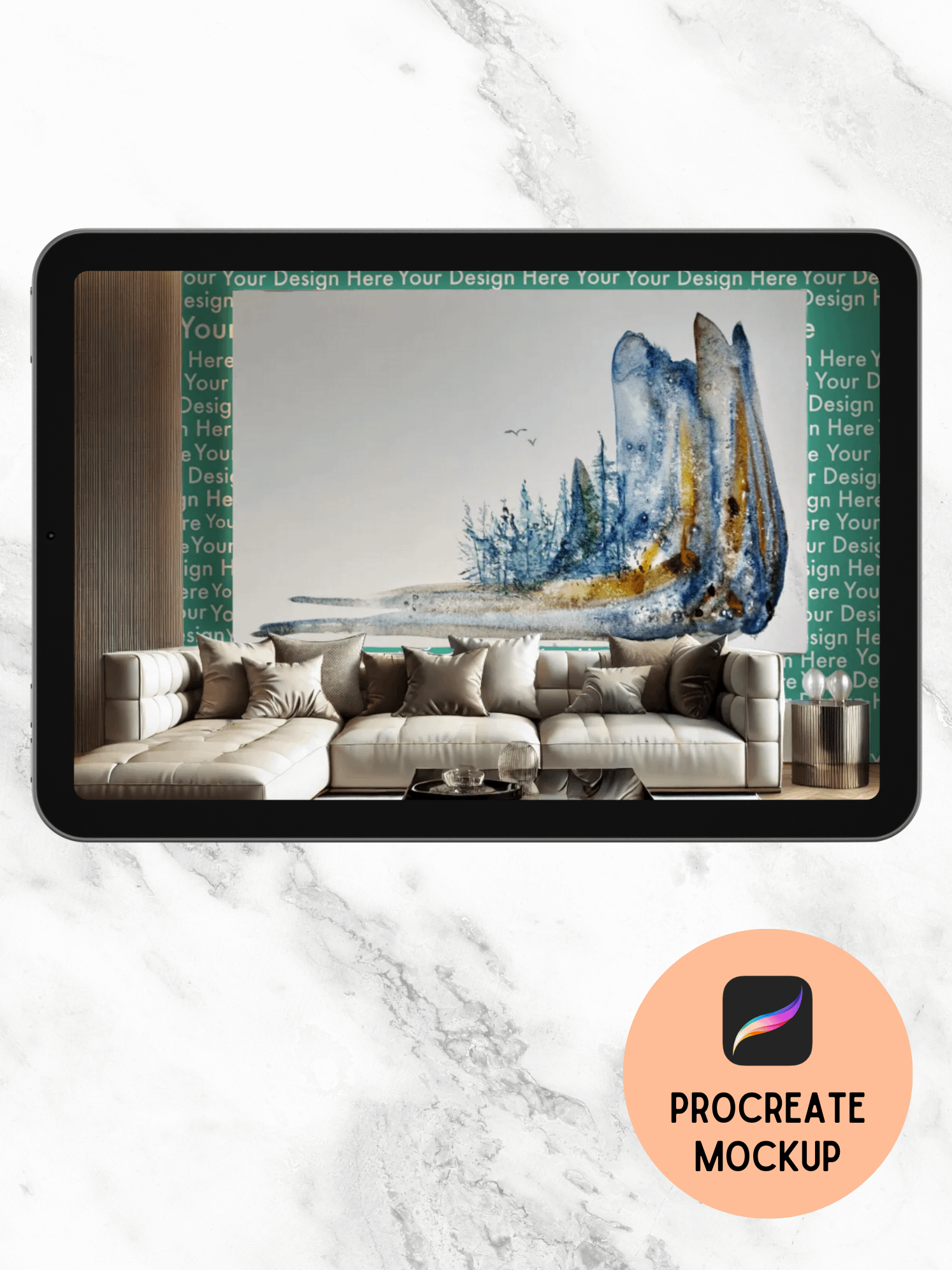 Procreate Mockup – Elegant Living Room Scene for Wallpaper & Art Prints + Business Guide |MaddaMom 250201) product image (7)