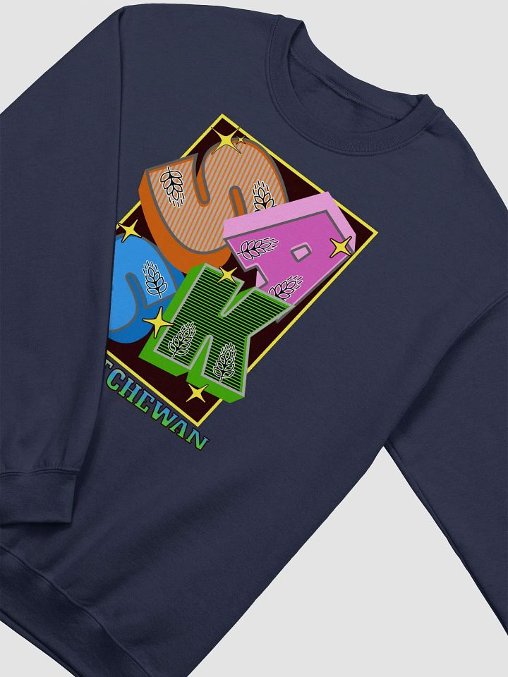 Sask Saskatchewan Block Letter Stylized Crewneck Sweatshirt product image (2)