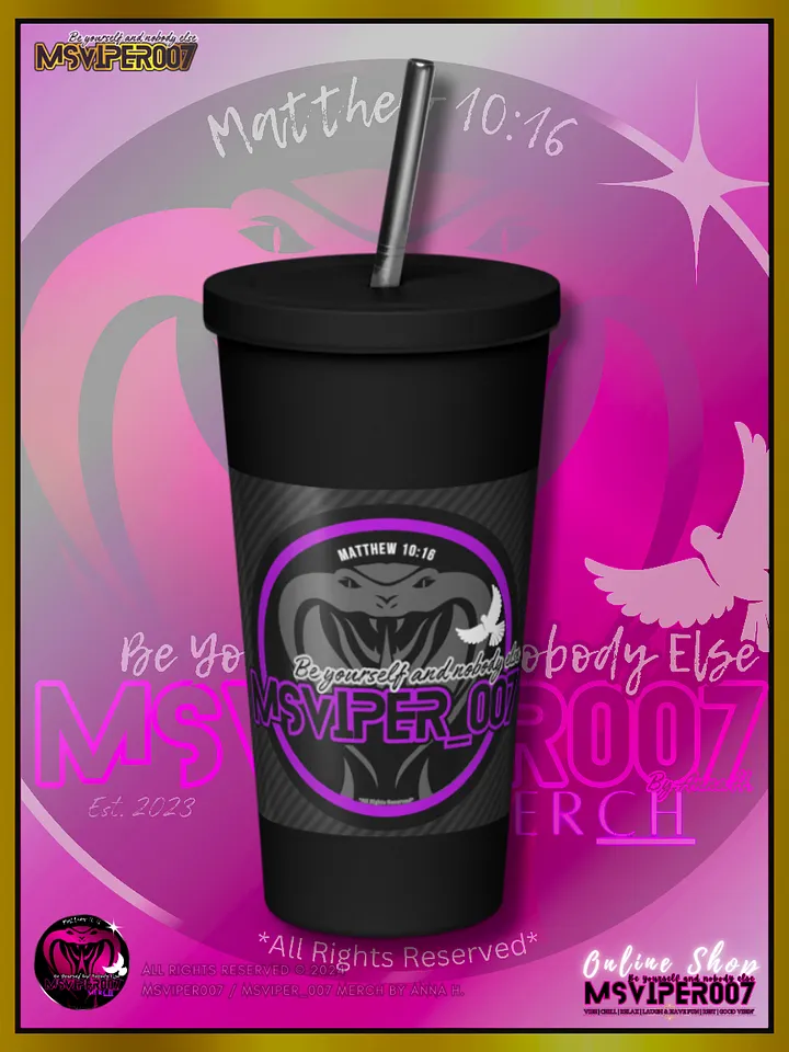 Tumbler - "MsViper_007™ Brand [purple/blk] - Support&Sport" Insulated Tumbler with a Straw By Anna H. product image (2)