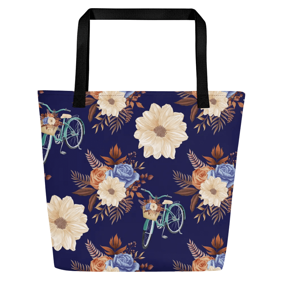 Retro Blue Blossom Tote Bage product image (3)