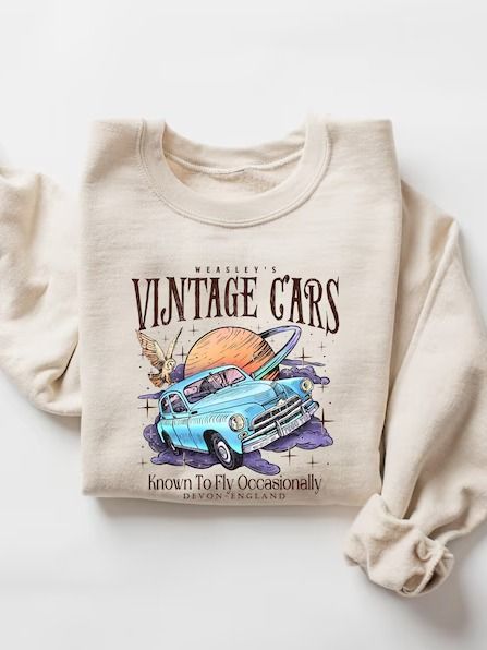 Flying Vintage Inspired Car Shirt, Wizard Flying Car Shirt,, Wizard Shirt, Weasley Shirt, Cute Halloween Sweatshirt product image (2)