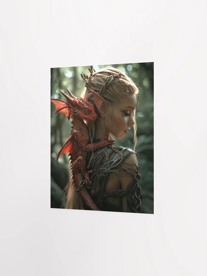 Young elf with her small dragon on the back - Poster product image (7)