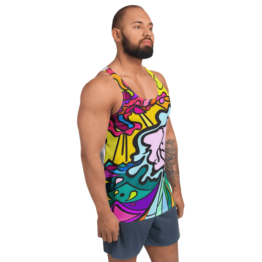 Vibrant Swirls All-Over Tank Top - Wave at Sunset product image (5)