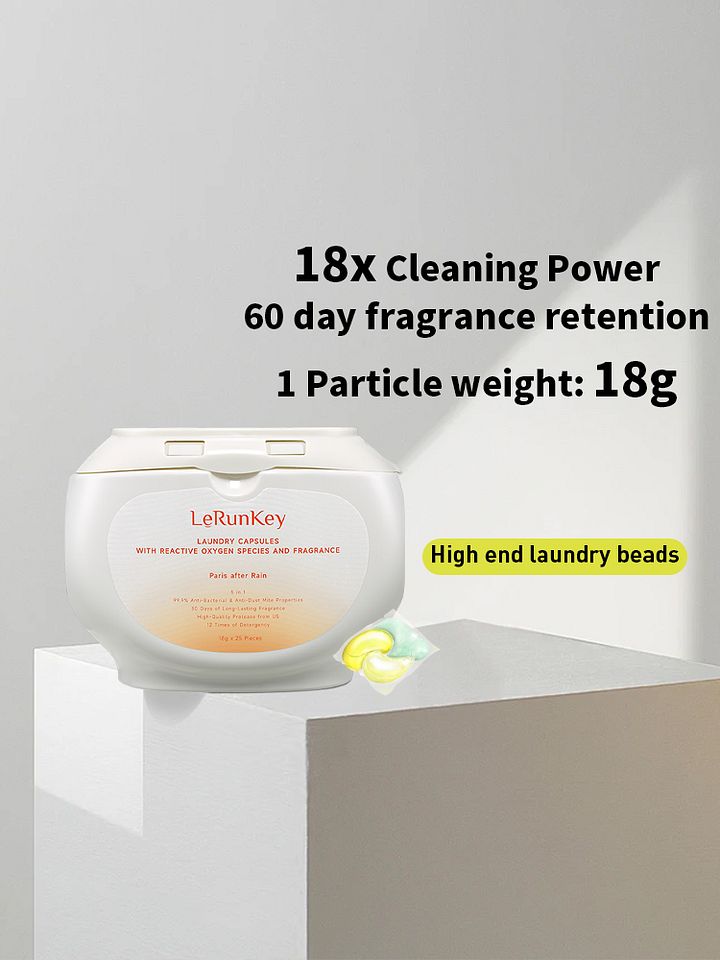 Lerunkey Oxygen-Infused Scented Laundry Pods 18x Cleaning Power Long-Lasting Fragrance Paris after Rain 450g（18g x 25 Pieces） product image (2)