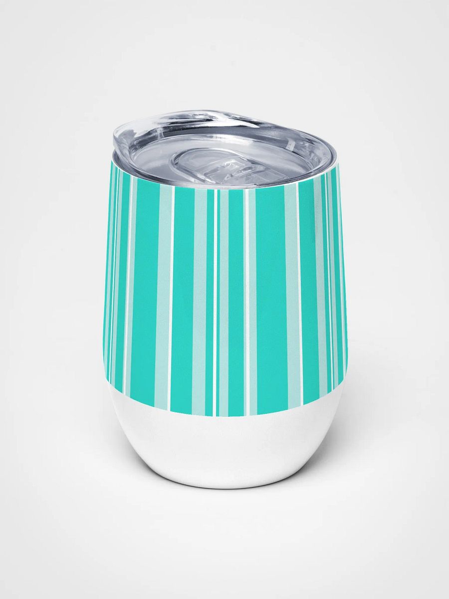 Party Time! Light Teal Stripes Wine Tumbler product image (5)