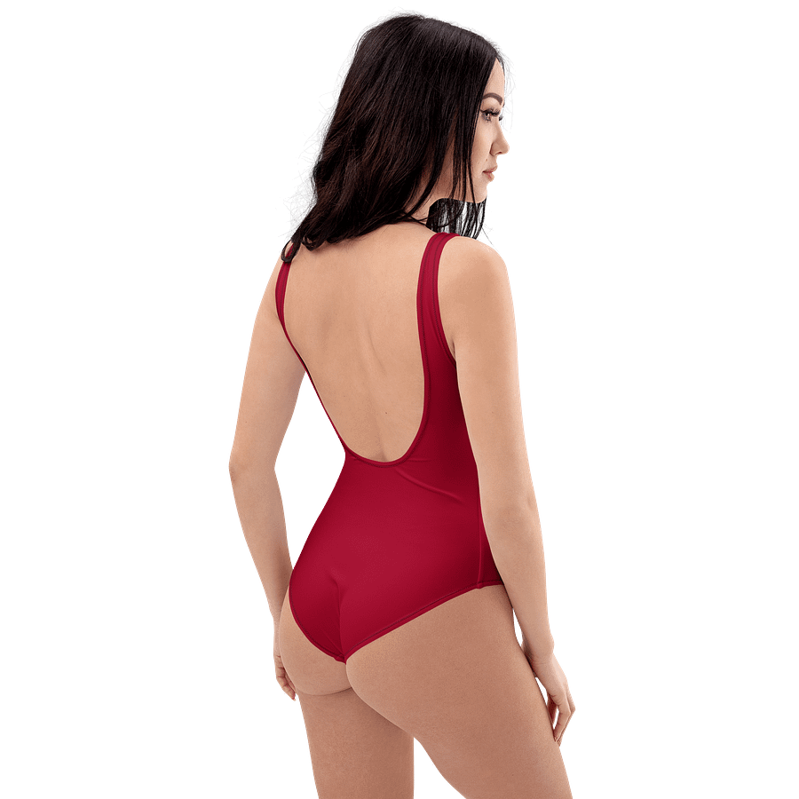 Cherry Red Solid Color Retro Inspired Women's One Piece Swimsuit product image (8)