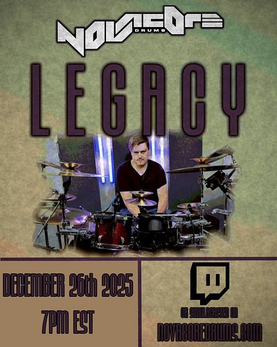 BRAND NEW ONLINE CONCERT!!

December 26th 2025 at 7pm est!!!

On Novacoredrums.com/events !

Playing nerdcore and taking a ti...