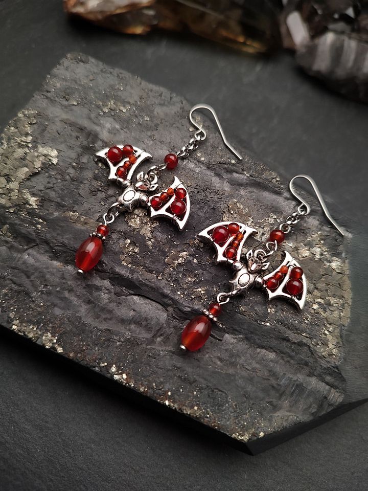 Earrings Bats - Carnelian Shadows product image (1)