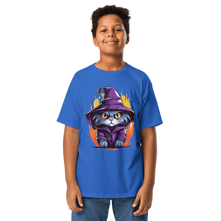 Kids Wizard Cat Youth T-Shirt | Funny Halloween Shirt for Boys & Girls product image (1)