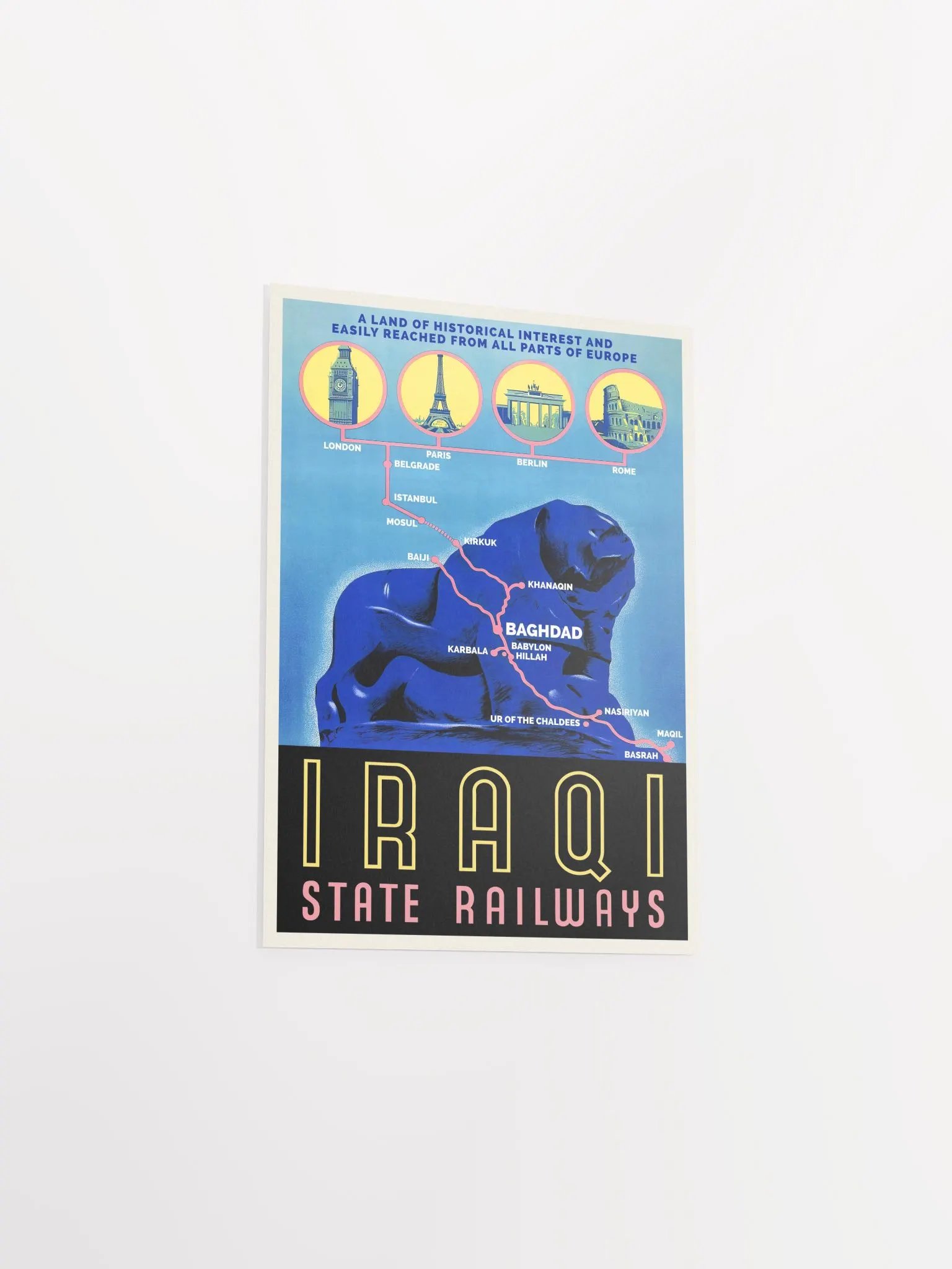 Iraq Railways, Baghdad, Iraq, Middle East. 1930s — retro vintage travel poster, retro travel art, retro travel wall art product image (8)