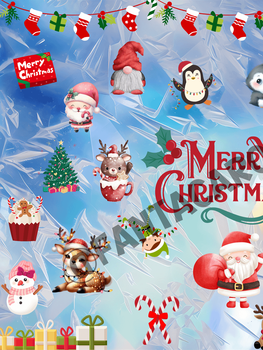 Cute Christmas Collage Tumbler on icy effect background product image (3)