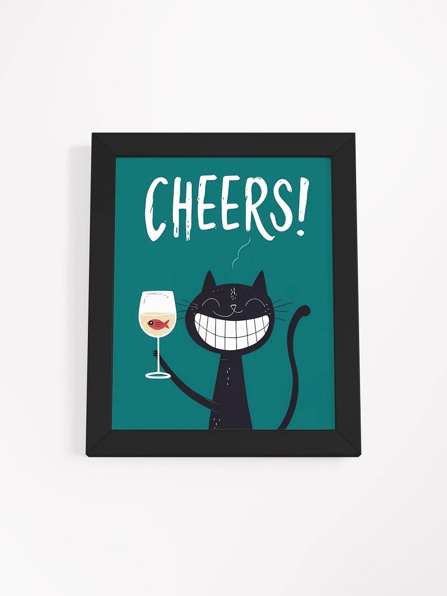 Grinning Cat Wine Cheers Framed Poster product image (2)
