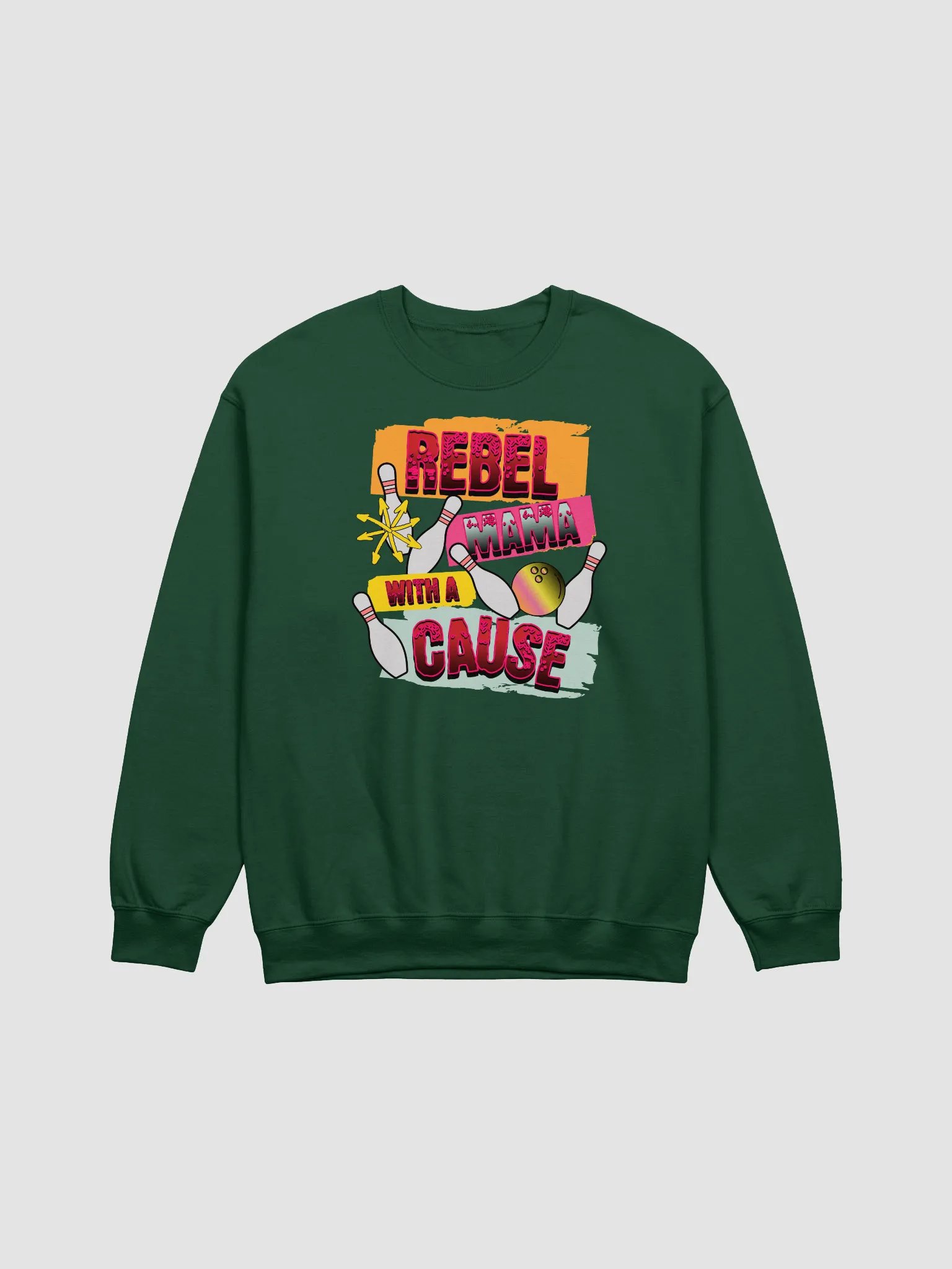 Rebel Mama With A Cause Bowling Crewneck Sweatshirt product image (3)