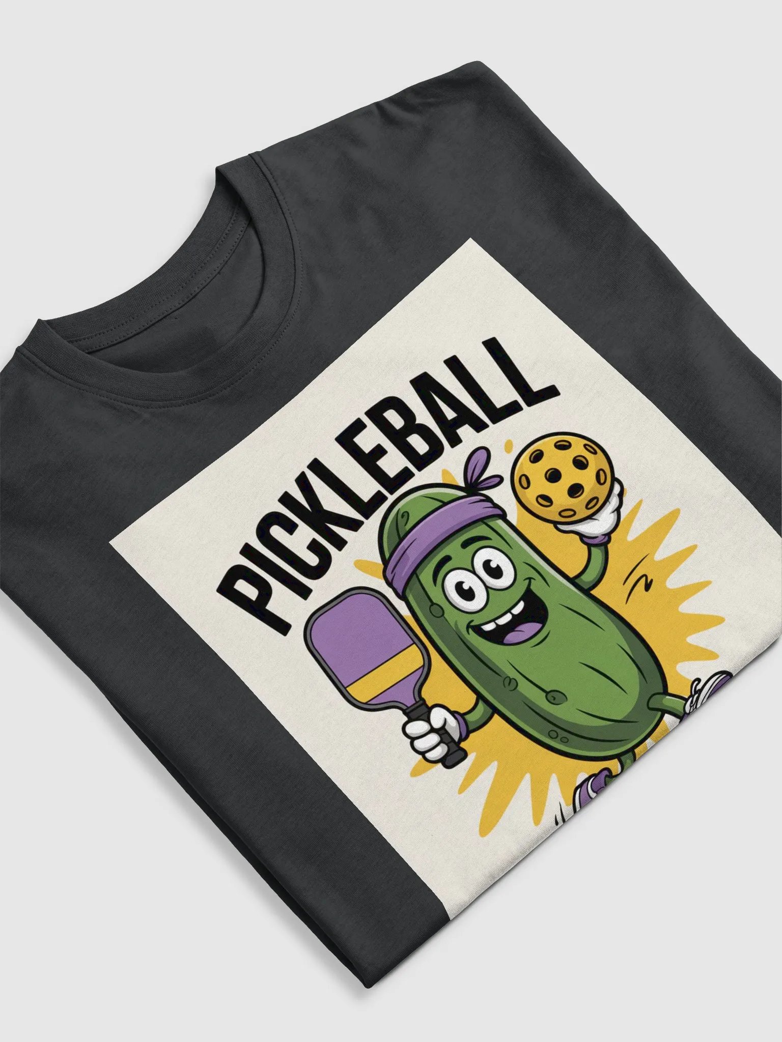 "Pickleball Power" Cartoon Pickle Tee – Maroon Smash Edition product image (60)