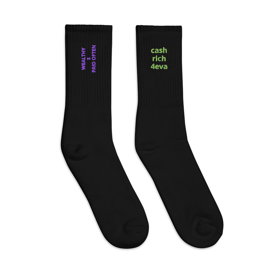 PURPLE PALACE & FAST MONEY GREEN WEALTHY $ PAID OFTEN Crew Socks product image (4)