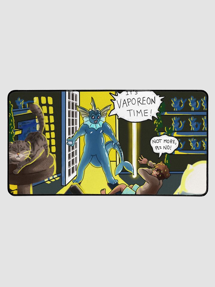 Godzly Vaporeon Meme Desk Mat 15.5" x 31.5" product image (1)