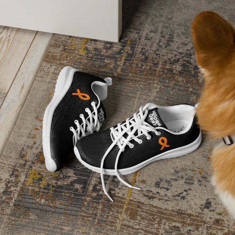 White HApex Gear White Logo Cancer Awareness Orange Ribbon. Black Men's Athletic Shoes product image (6)