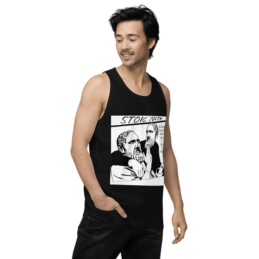 Stoic Youth Zeno of Citium quote Cotton Heritage Men's Premium Tank Top product image (3)