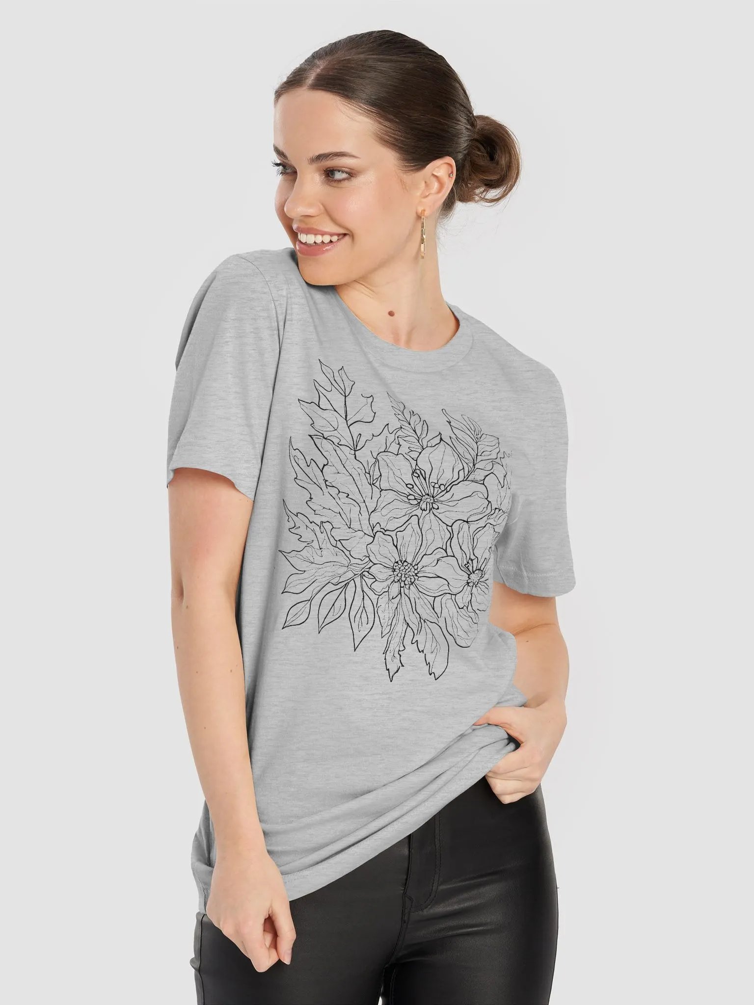 Petals & Grace: Black Floral Sketch Tee product image (2)
