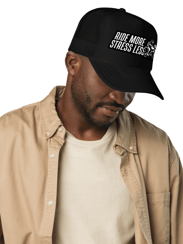 RIDE MORE STRESS LESS Foam Trucker Hat product image (1)
