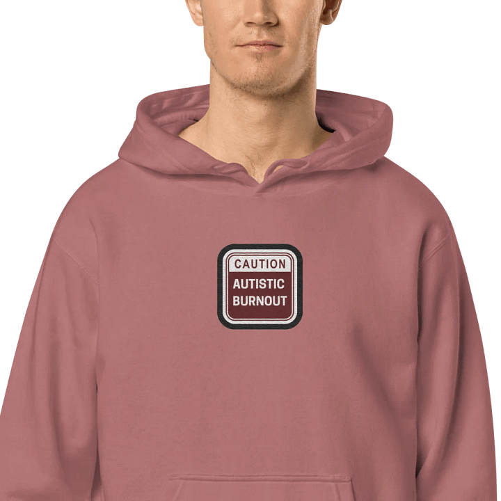 CAUTION: ASD BURNOUT embroidered pigment hoodie (maroon bubble design 2) product image (2)