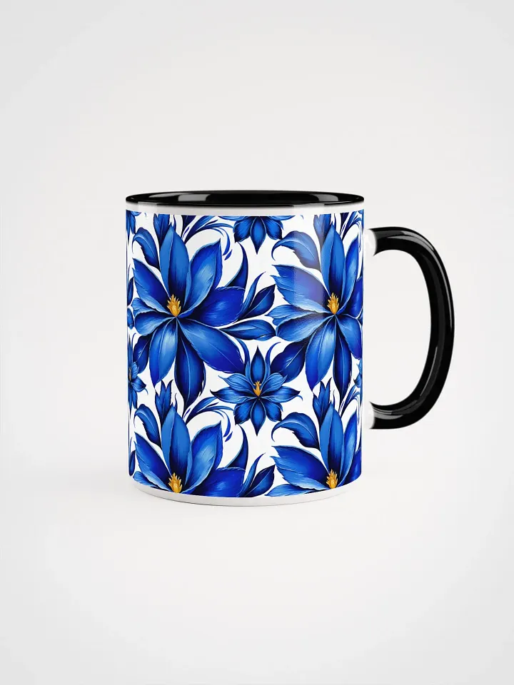 Coffee Mug with Color Inside - Painted Blue Flowers on White product image (1)