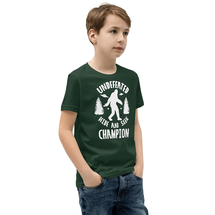 Undefeated Hide and Seek Champion Funny Bigfoot T-Shirt For Kids product image (10)