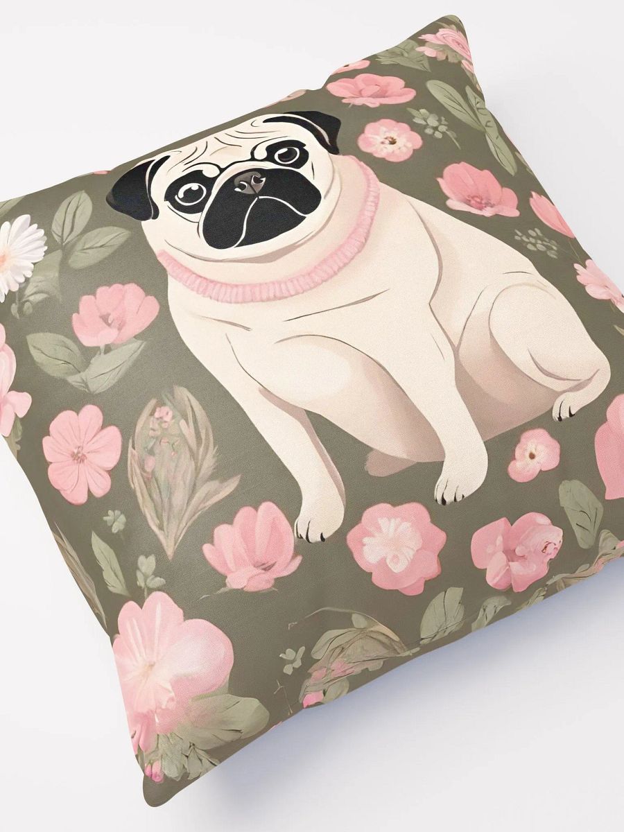 Pug and Flowers Pattern Pillow product image (6)